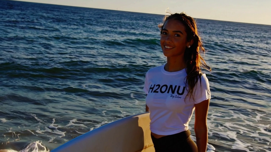 THE H2ONU CLASSIC ~ White ~ Navy Blue Letters ~ Blue 2-Tee ~  Under Armour Edition