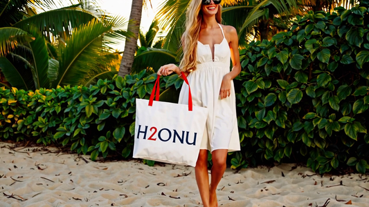 H2ONU BEACH ~ RED 2 ~ Large Tote Bag